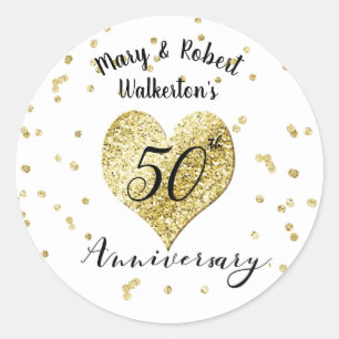 Confetti Gold -50th Wedding Anniversary Sticker