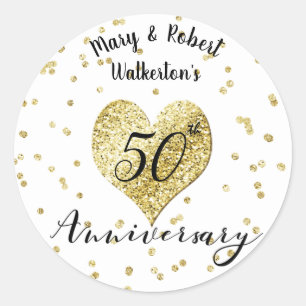Confetti Gold -50th Wedding Anniversary Sticker