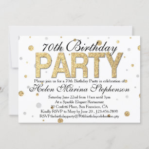 Confetti Gold 70th Birthday Party Invitation