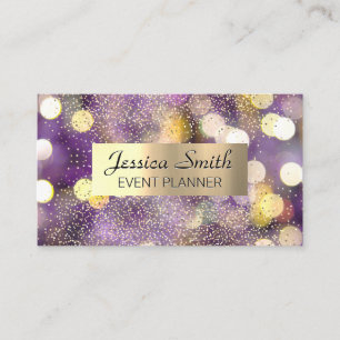 Confetti   Gold Brushed Metallic   Bokeh Business Card