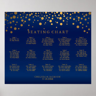 Confetti Gold Dots & Navy Blue Satin - Custom Poster