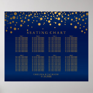 Confetti Gold Dots & Navy Blue Satin Seating Chart