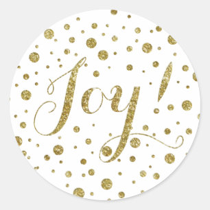 Confetti Gold Glitter Joy Holiday Sparkle Classic Round Sticker