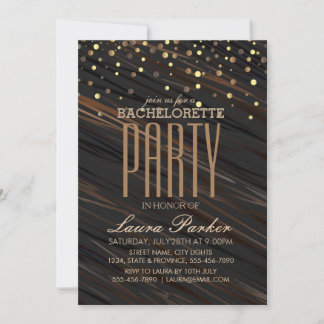 Confetti Gold Sparkle Elegant Bachelorette Party Invitation