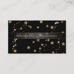 Confetti golden stars glitter shine elegant black business card