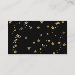 Confetti golden stars glitter shine elegant black business card