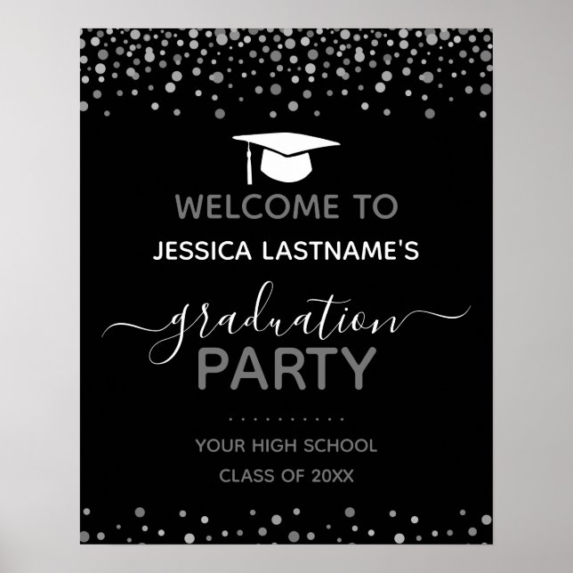 Confetti Graduation Party Welcome  Poster (Front)