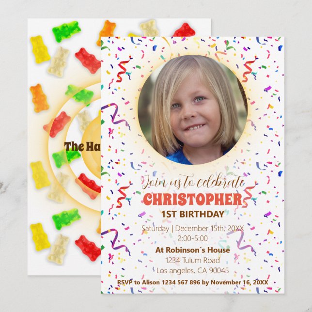 Confetti & Gummies Birthday Invitation (Front/Back)