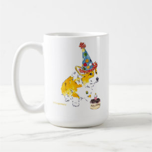 Confetti Hat Corgi Birthday Mug