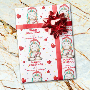 Confetti Heart Unicorn Grandkids Christmas Wrapping Paper