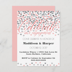 Confetti Hearts Engagement Invitation