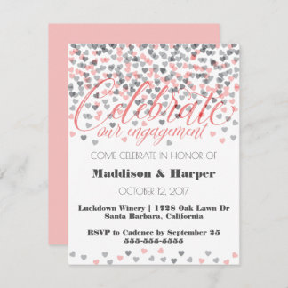 Confetti Hearts Engagement Invitation