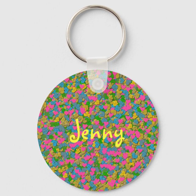 Confetti Hearts Keychain (Front)