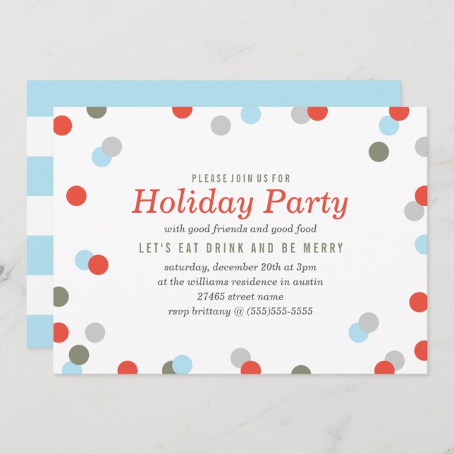Confetti Holiday Party Invitation (Front/Back)
