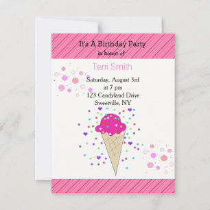 Confetti Ice Cream Birthday Party Invitation