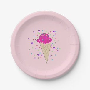 Confetti Ice Cream Cone Paper Plate