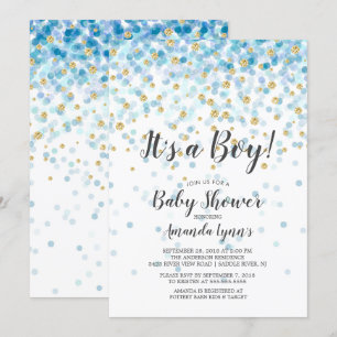 Confetti It's A Boy Baby Shower Invitation