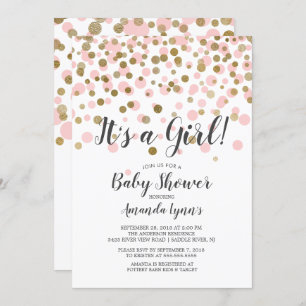 Confetti It's A Girl Baby Shower Invitation