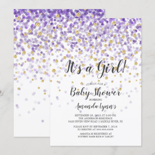 Confetti It's A Girl Baby Shower Invitation