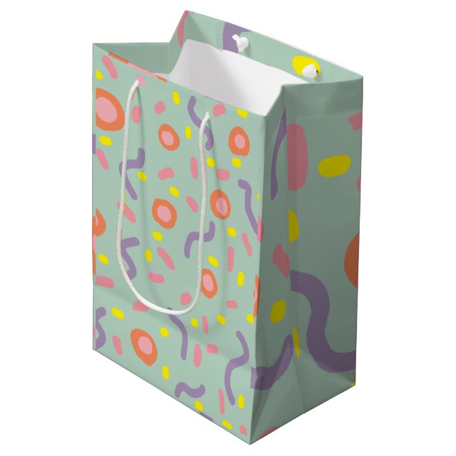 Confetti Joy Lines and Dots  Medium Gift Bag (Front Angled)