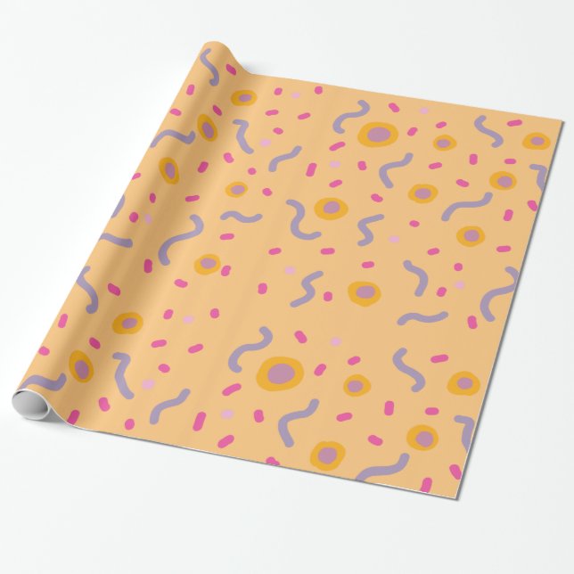 Confetti Joy Lines and Dots  Wrapping Paper (Unrolled)
