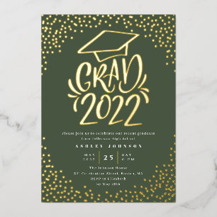 Confetti Lettered Grad 2022 Graduation Party Green