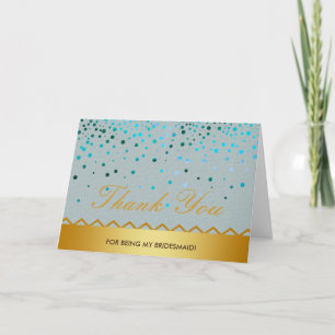 Confetti Linen Gold Glitter Bridesmaid Thank You Card
