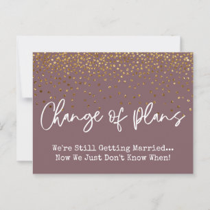 Confetti Mauve Change of Plans Postponed Wedding Postcard