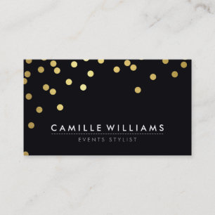 CONFETTI modern cool dot pattern gold foil black Business Card