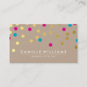 CONFETTI modern cute pattern gold pink blue kraft Business Card