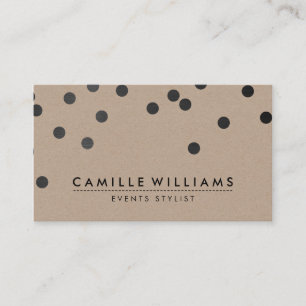 CONFETTI modern cute polka dot pattern black kraft Business Card