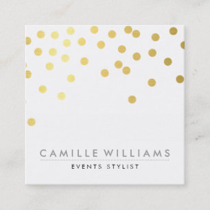 CONFETTI modern cute polka dot pattern gold foil Square Business Card