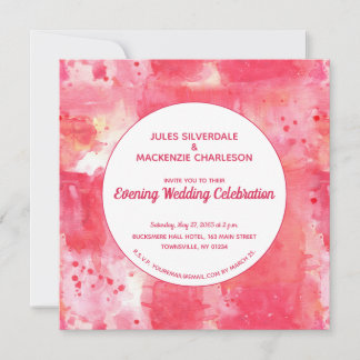 Confetti Modern Pink Watercolor Abstract Evening Invitation