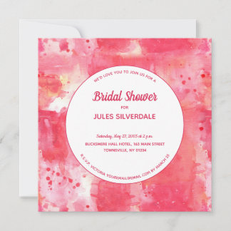 Confetti Modern Pink Watercolor Bridal Shower Invitation