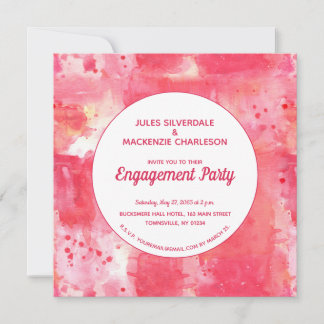 Confetti Modern Pink Watercolor Engagement Invitation