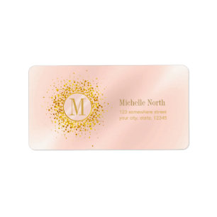 Confetti Monogram Rose Gold Foil ID445 Label