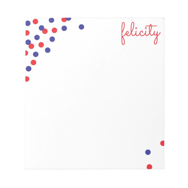 Confetti Name Personalised Notepad (Front)
