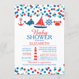Confetti Nautical Boys Baby Shower Invitation