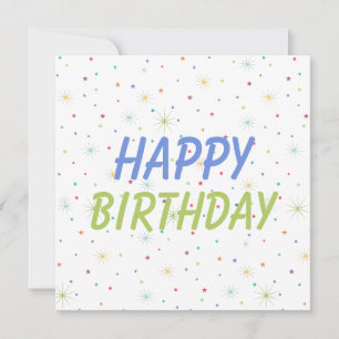 Confetti of Colourful Stars Happy Birthday Holiday Card