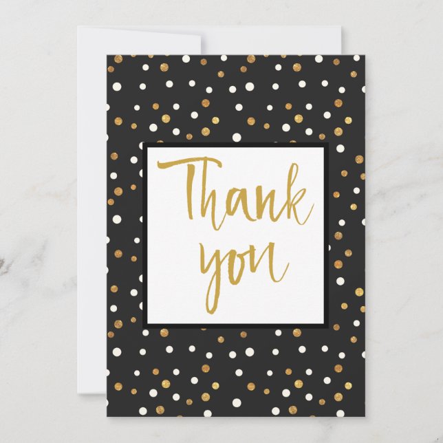 Confetti on Black Thank You Card (Front)