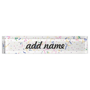 Confetti on Blank (Add A Background  Colour) Nameplate