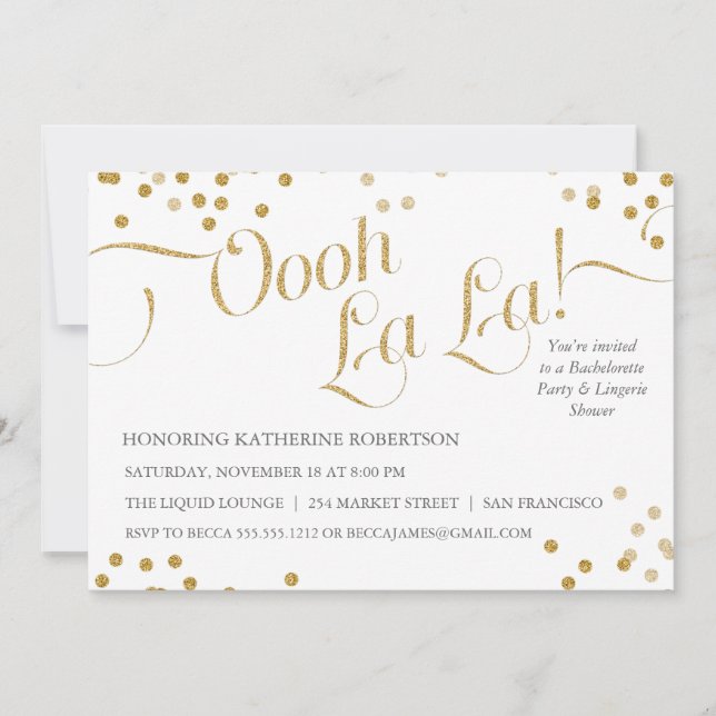 Confetti Oooh La La Party Invite (Front)
