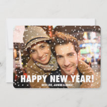 Confetti Overlay Happy New Year Horizontal Card