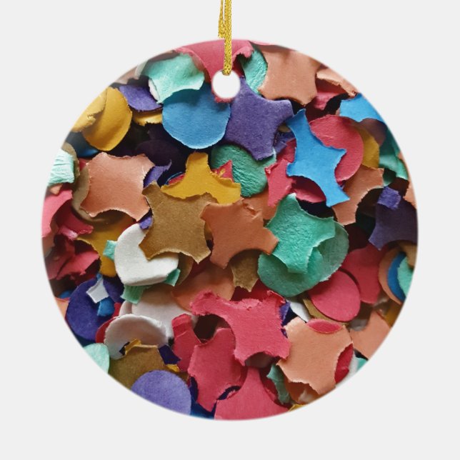 Confetti Party Carnival Colourful Paper Funny Ceramic Tree Decoration (Back)