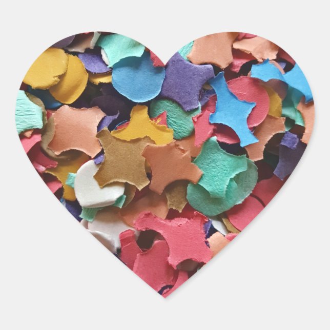 Confetti Party Carnival Colourful Paper Funny Heart Sticker (Front)