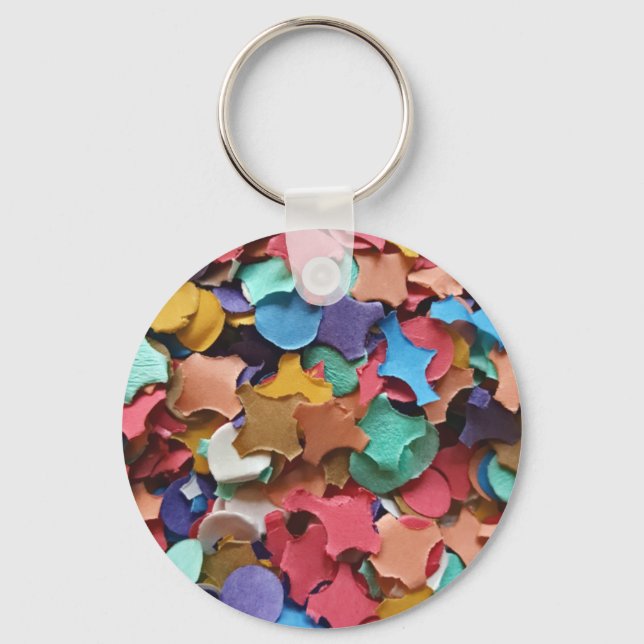Confetti Party Carnival Colourful Paper Funny Key Ring (Front)