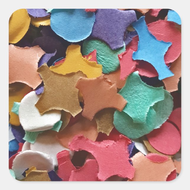 Confetti Party Carnival Colourful Paper Funny Square Sticker (Front)