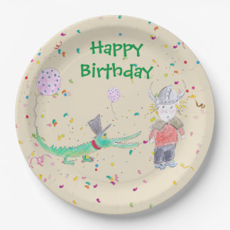 Confetti Party crocodile green beige Paper Plate