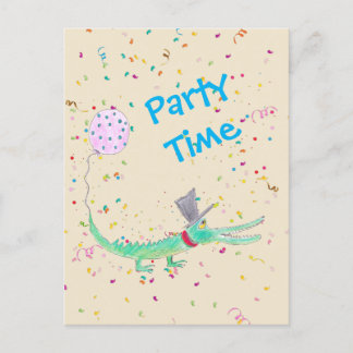 Confetti Party crocodile green beige Postcard