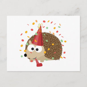 Confetti Party Hedgehog Postcard